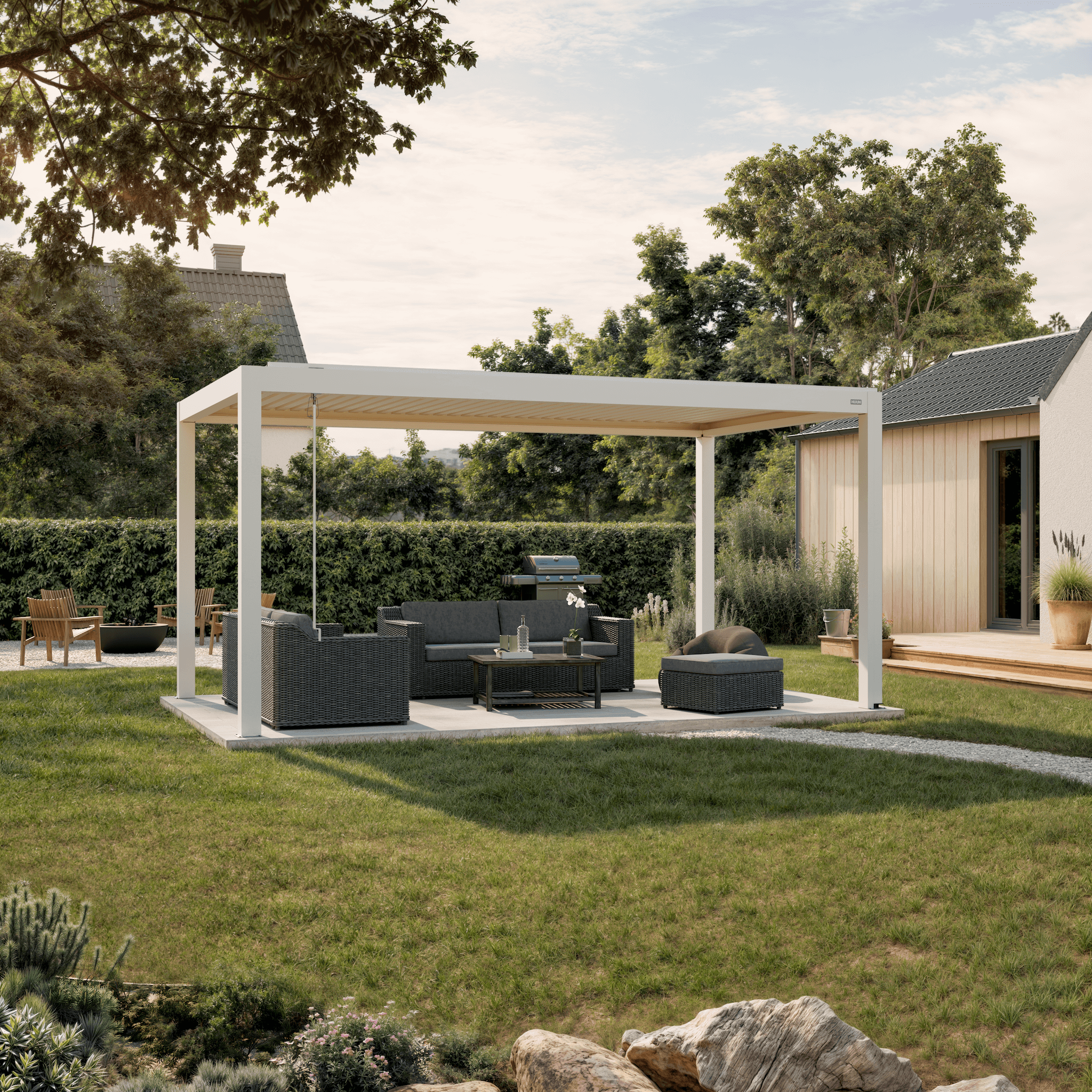 EGHUUN Pergola Piano, Louvered Roof, Manual Control (Crank)